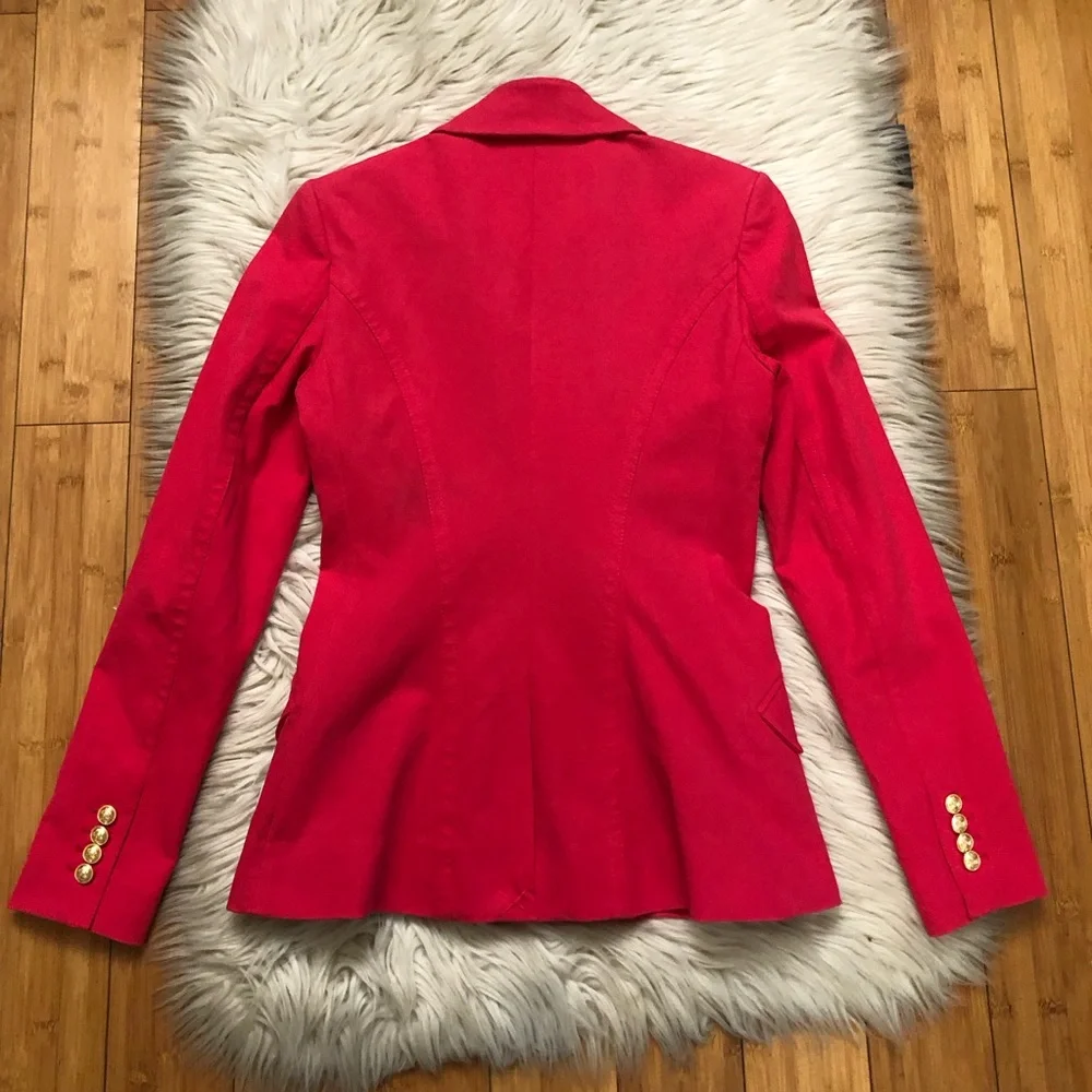 Derek Lam 10 Crosby Classic Double Breasted Fitted Red Fuchsia Blazer size 2